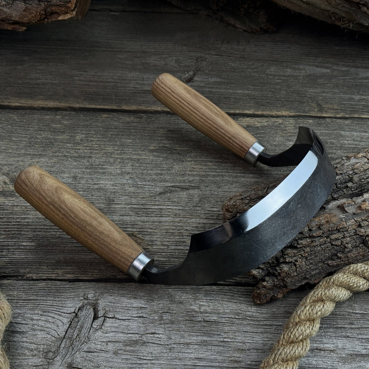 Half-Rounded Drawknife (Inshave) with Leather Sheath, 15 cm (5.9 inches)