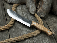 Hand-Forged Bushcraft Knife, 17 cm (6.7 inches) with leather sheath