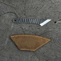 Hand-Forged Kiridashi Knife, 14 cm (5.51 inches) with Leather Sheath