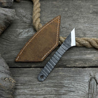 Hand-Forged Kiridashi Knife, 14 cm (5.51 inches) with Leather Sheath
