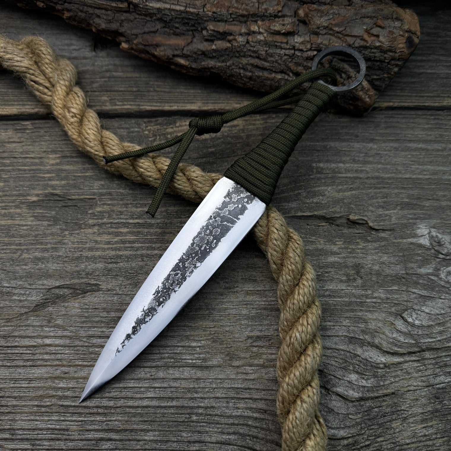 Hand-Forged Throwing Knife – 23 cm (9 in) with Leather Belt Sheath