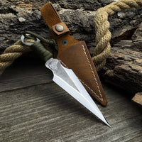 Hand-Forged Throwing Knife with Leather Belt Sheath, 16 cm (6.3 inches)