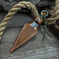 Hand-Forged Throwing Knife with Leather Belt Sheath, 16 cm (6.3 inches)
