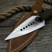 Hand-Forged Throwing Knife with Leather Belt Sheath, 19 cm (7.48 inches)