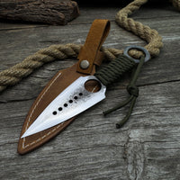 Hand-Forged Throwing Knife with Leather Belt Sheath, 19 cm (7.48 inches)