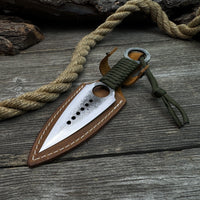 Hand-Forged Throwing Knife with Leather Belt Sheath, 19 cm (7.48 inches)