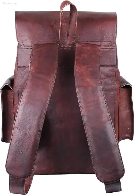 HULSH Retro Genuine Leather Backpack - Vintage Rucksack for Travel & EDC