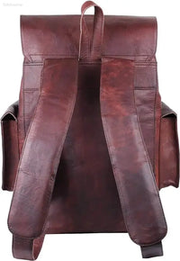 HULSH Retro Genuine Leather Backpack - Vintage Rucksack for Travel & EDC