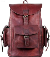 HULSH Retro Genuine Leather Backpack - Vintage Rucksack for Travel & EDC