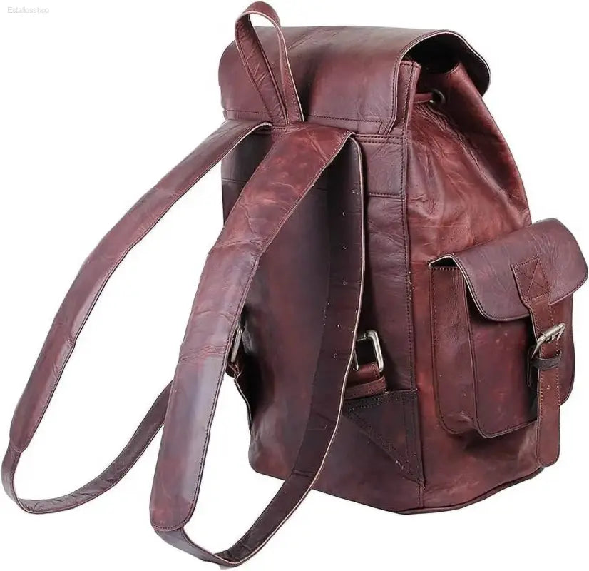 HULSH Retro Genuine Leather Backpack - Vintage Rucksack for Travel & EDC