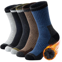 5 Pairs Merino Wool Hiking Socks – Men’s Warm Moisture-Wicking Crew Socks for Winter Outdoor & Casual Wear - The EDC Outpost