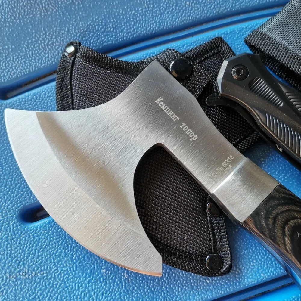 Stainless Steel Axe &amp; Folding Knife Combo Set – Built for Outdoor Adventures - The EDC Outpost