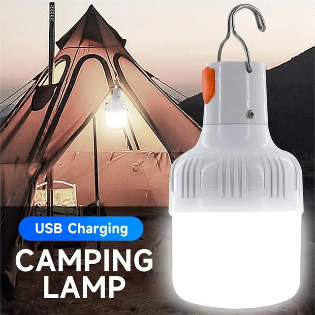Outdoor USB Rechargeable LED Camping Lantern – High Brightness Emergency Lamp with Hook for Fishing, Hiking, and Night Use - The EDC Outpost