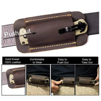 Genuine Leather EDC Folding Knife Sheath – Waist Carry Survival Storage Pouch - The EDC Outpost