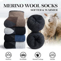 5 Pairs Merino Wool Hiking Socks – Men’s Warm Moisture-Wicking Crew Socks for Winter Outdoor & Casual Wear - The EDC Outpost