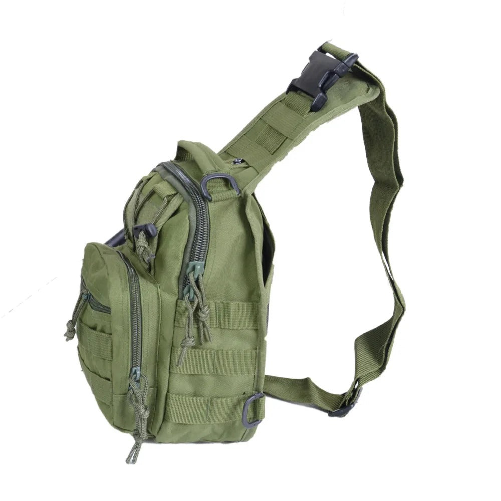 Small Tactical Chest Bag – Compact Saddle Shoulder Sling for Hiking, Cycling, Camping & Outdoor EDC (Khaki/Black/Army Green) - The EDC Outpost