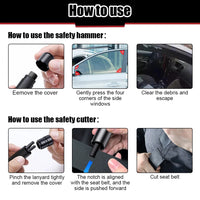 2-in-1 Car Safety Hammer – Emergency Glass Breaker & Seat Belt Cutter Auto Accessories - The EDC Outpost