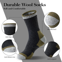 5 Pairs Merino Wool Hiking Socks – Men’s Warm Moisture-Wicking Crew Socks for Winter Outdoor & Casual Wear - The EDC Outpost