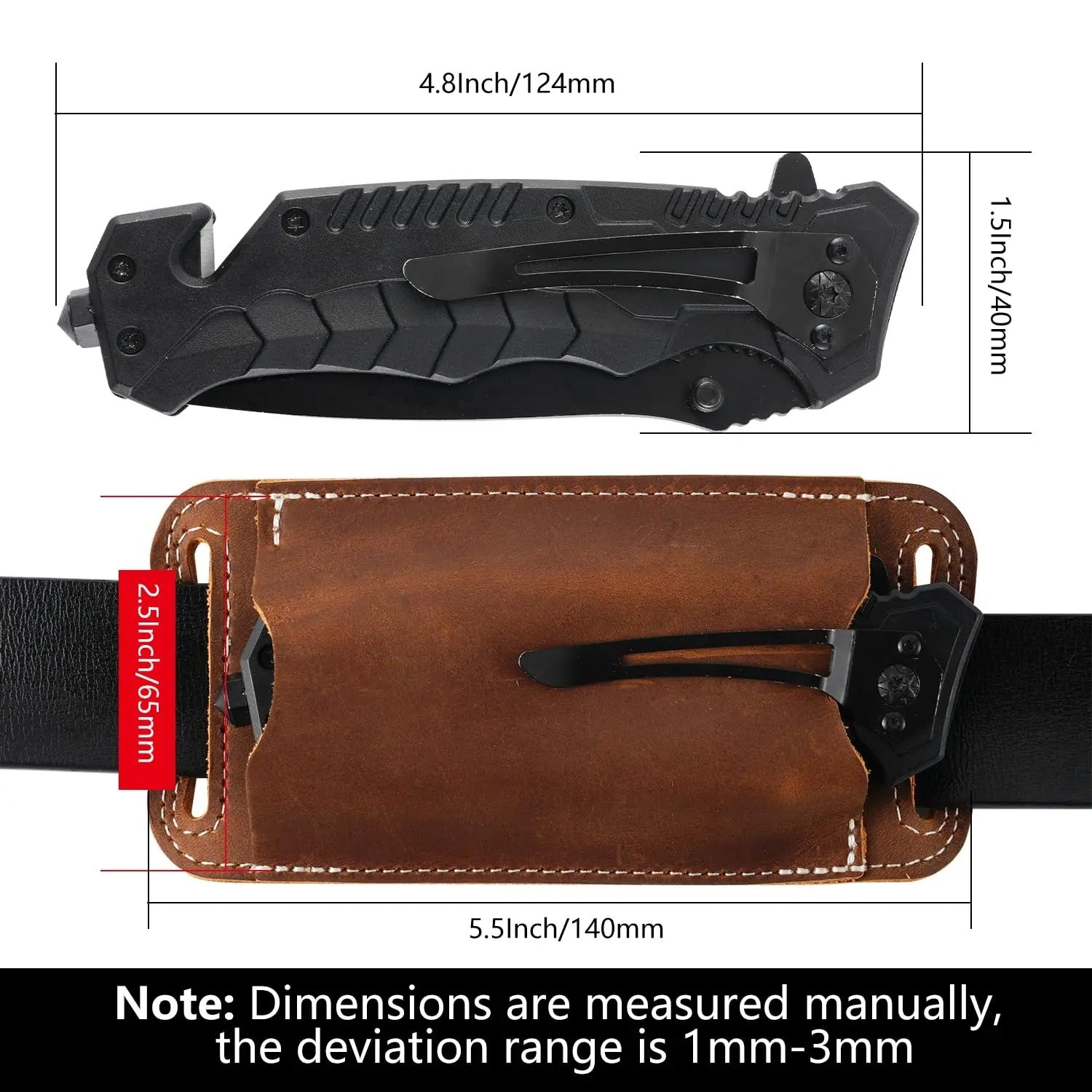 Genuine Leather EDC Folding Knife Sheath – Waist Carry Survival Storage Pouch - The EDC Outpost