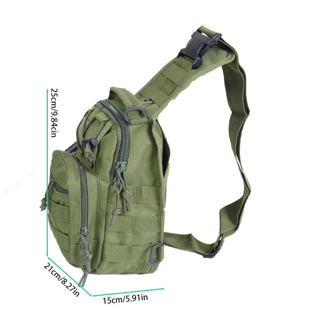 Small Tactical Chest Bag – Compact Saddle Shoulder Sling for Hiking, Cycling, Camping & Outdoor EDC (Khaki/Black/Army Green) - The EDC Outpost