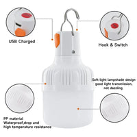 Outdoor USB Rechargeable LED Camping Lantern – High Brightness Emergency Lamp with Hook for Fishing, Hiking, and Night Use - The EDC Outpost