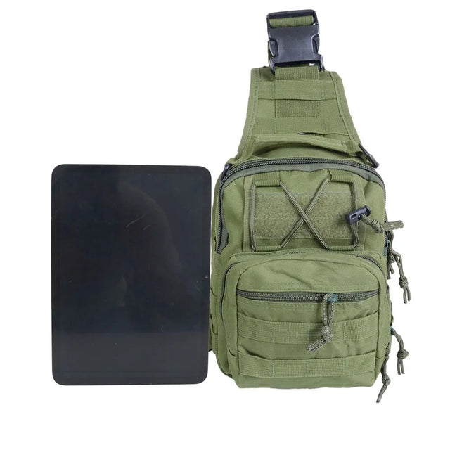 Small Tactical Chest Bag – Compact Saddle Shoulder Sling for Hiking, Cycling, Camping & Outdoor EDC (Khaki/Black/Army Green) - The EDC Outpost