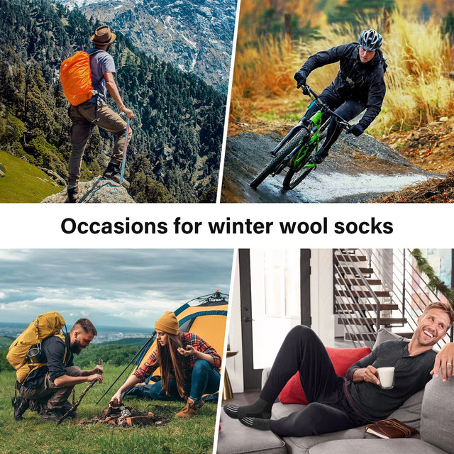 5 Pairs Merino Wool Hiking Socks – Men’s Warm Moisture-Wicking Crew Socks for Winter Outdoor & Casual Wear - The EDC Outpost