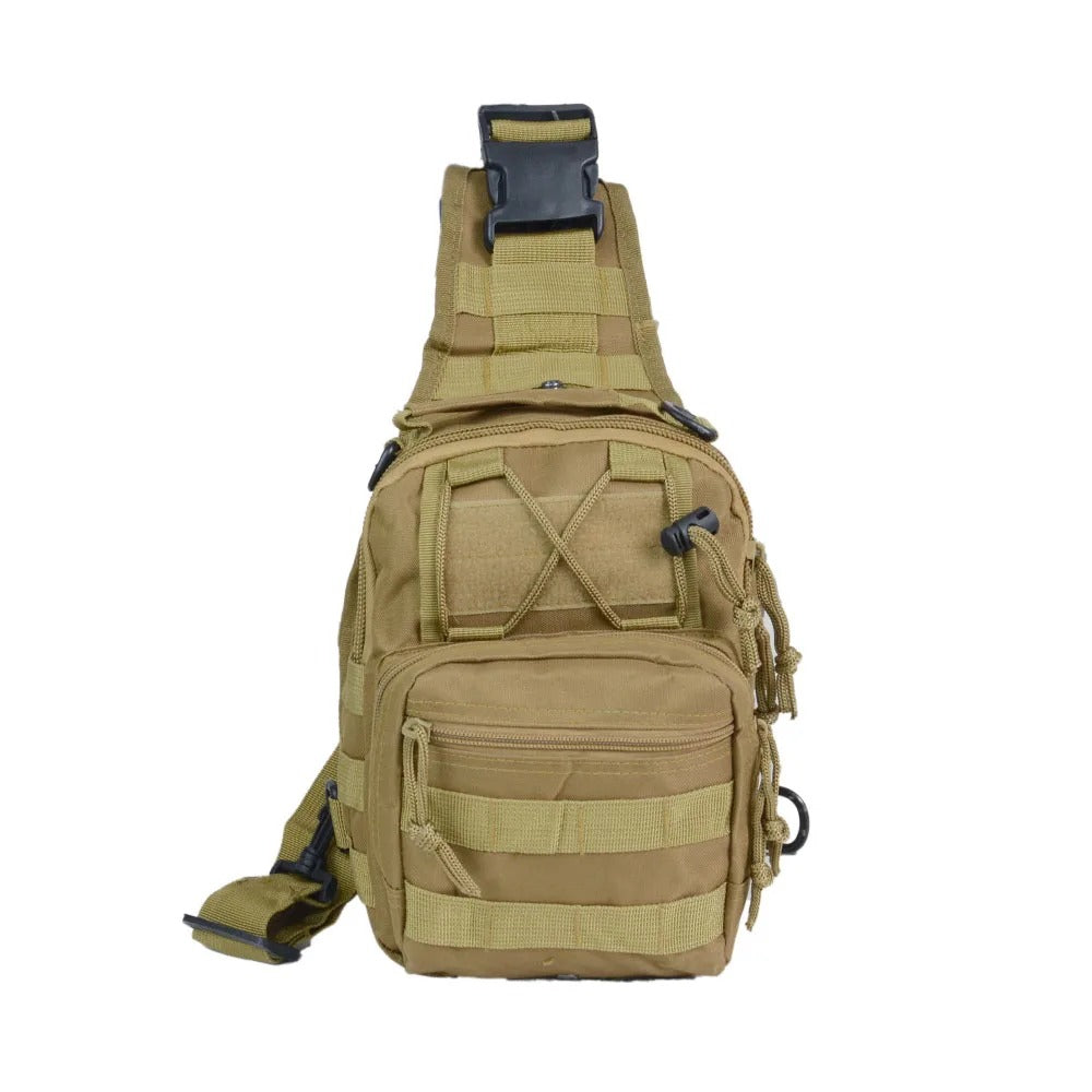 Small Tactical Chest Bag – Compact Saddle Shoulder Sling for Hiking, Cycling, Camping & Outdoor EDC (Khaki/Black/Army Green) - The EDC Outpost