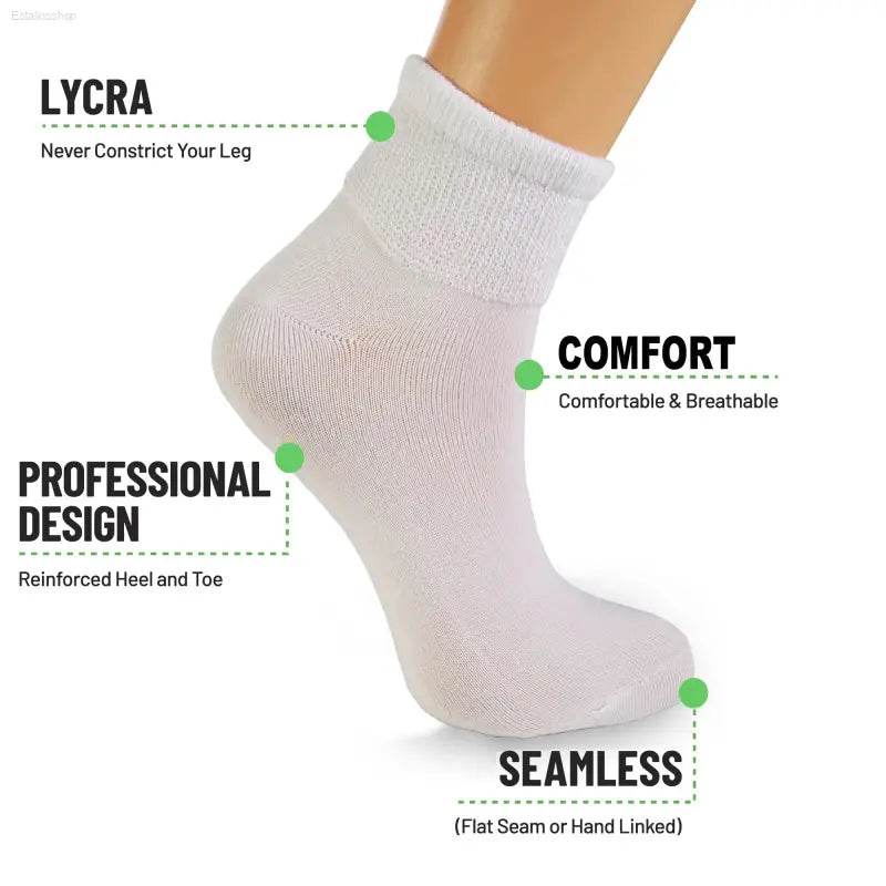 Diabetic Ankle Socks - Non-Binding Moisture-Wicking Cotton (3-Pack)
