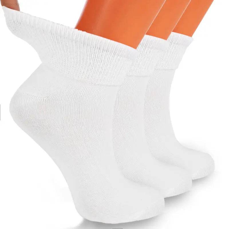 Diabetic Ankle Socks - Non-Binding Moisture-Wicking Cotton (3-Pack)