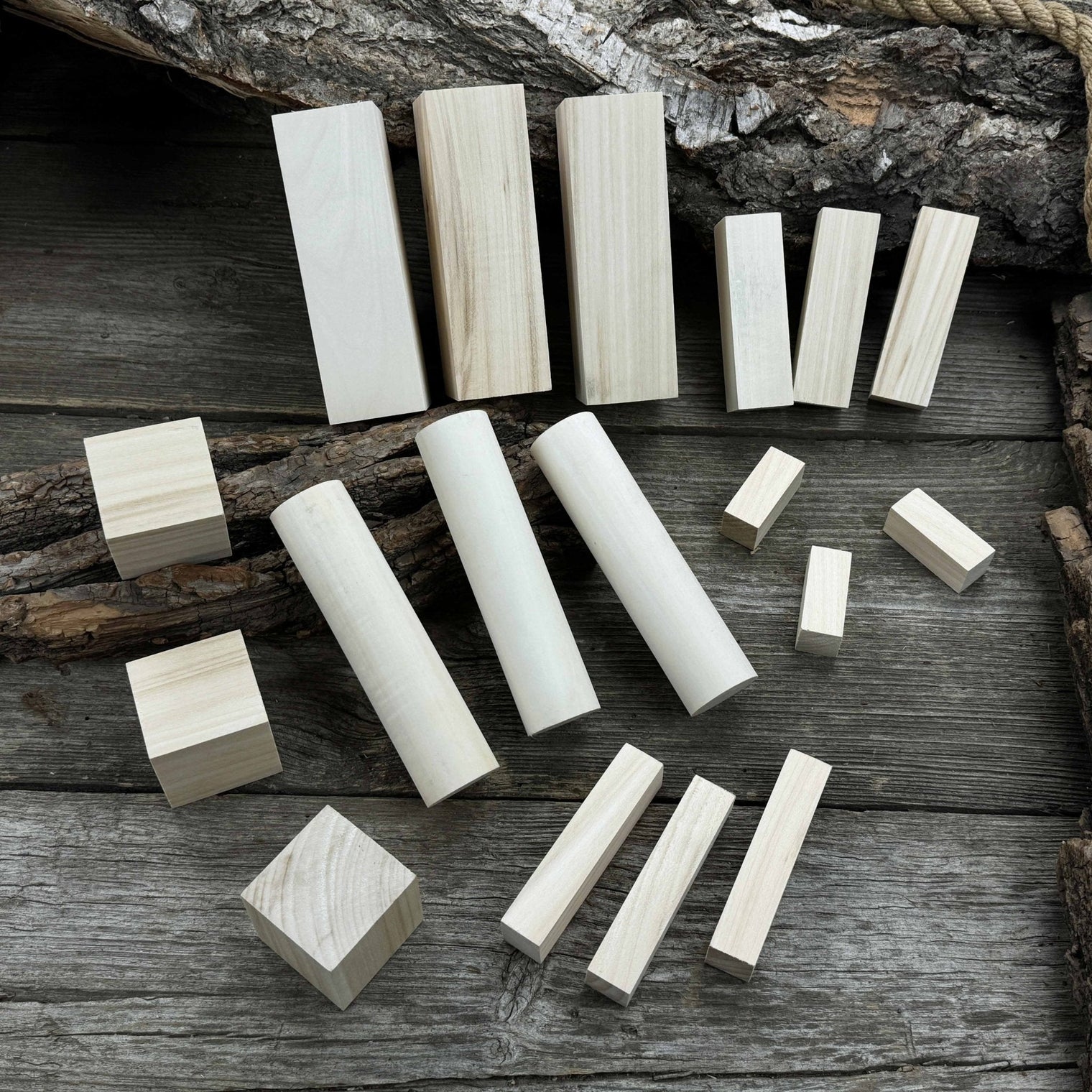 Set of 18 Assorted Linden Wood Carving Blanks