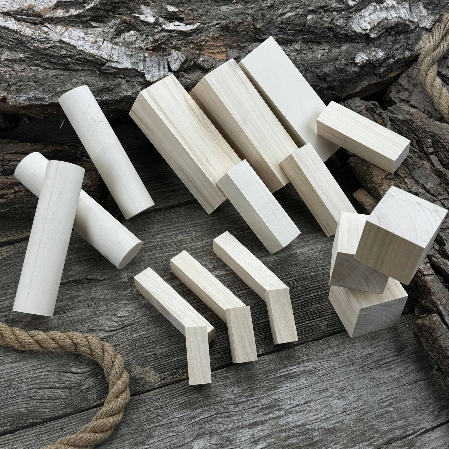 Set of 18 Assorted Linden Wood Carving Blanks