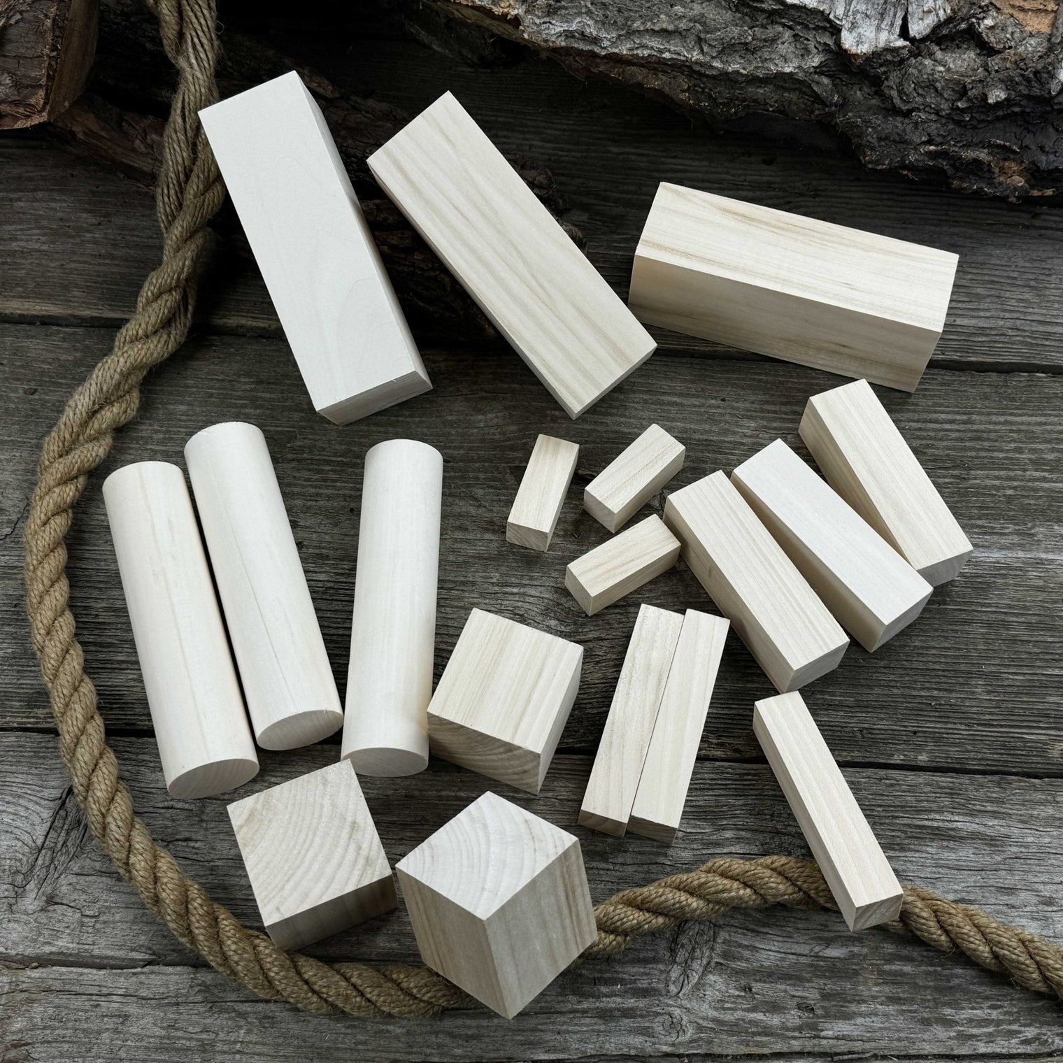 Set of 18 Assorted Linden Wood Carving Blanks