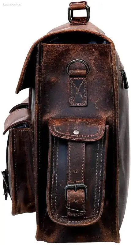 Stylish Buffalo Leather Messenger Bag with Laptop Compartment for Office and College Use