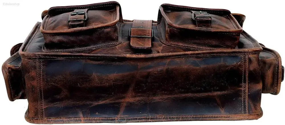 Stylish Buffalo Leather Messenger Bag with Laptop Compartment for Office and College Use