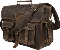 Stylish Buffalo Leather Messenger Bag with Laptop Compartment for Office and College Use