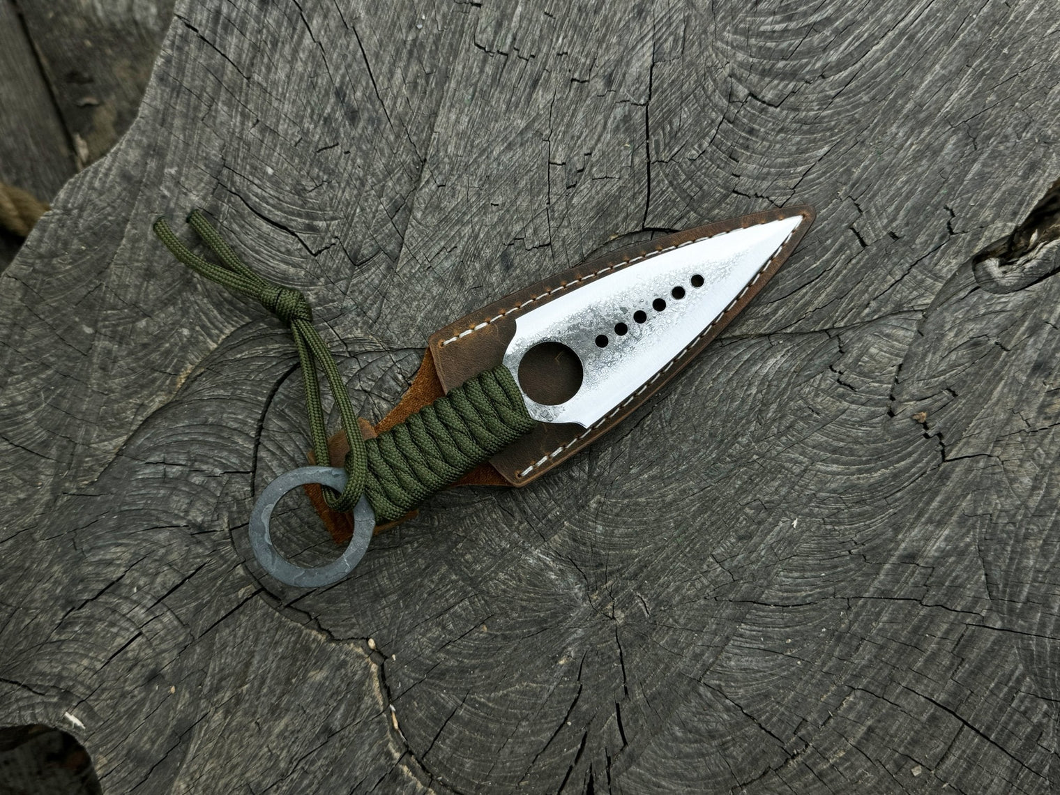 Throwing Knife with Leather Sheath, 19 cm (7.48 inches)